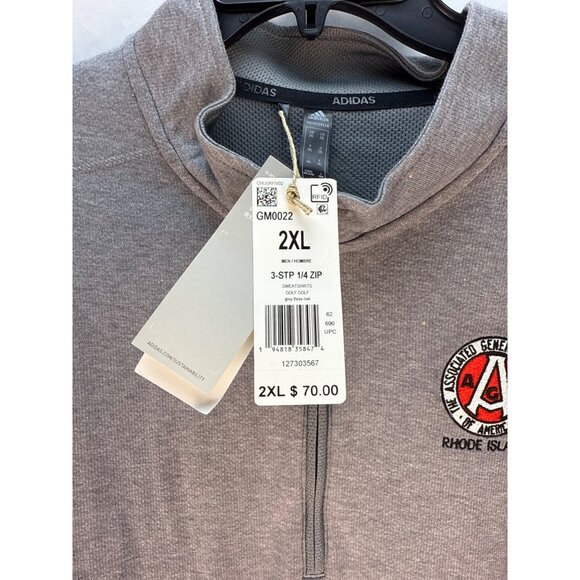Adidas 2XL Golf Quarter Zip 3 Striped Sweatshirt ISMGA Rhode Island Gray Jacket - Picture 6 of 9